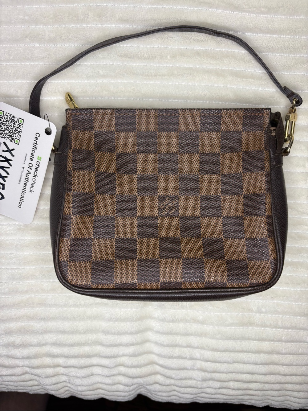 Authentic Louis Vuitton Damier Ebene Mini Pochette Accessories Bag Pouch w/ COA